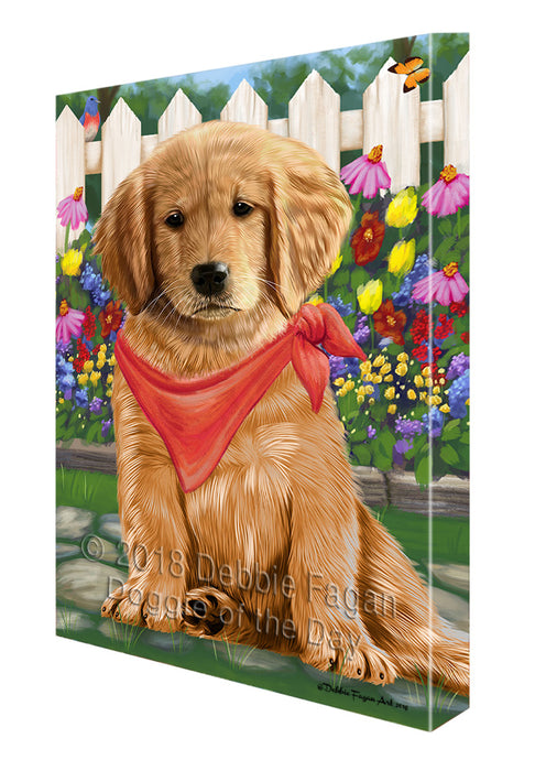 Spring Floral Golden Retriever Dog Canvas Wall Art CVS64699