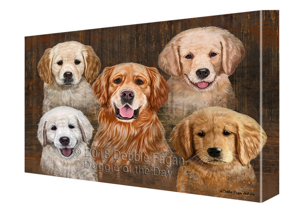 Rustic 5 Golden Retrievers Dog Canvas Wall Art CVS50232
