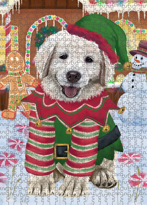 Christmas Gingerbread House Candyfest Golden Retriever Dog Puzzle with Photo Tin PUZL93552
