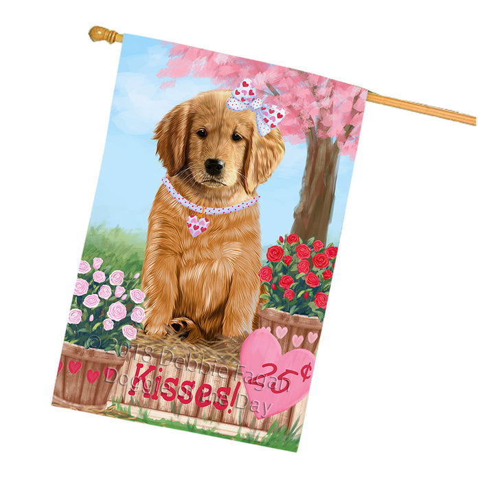 Rosie 25 Cent Kisses Golden Retriever Dog House Flag FLG56554