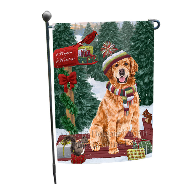Merry Christmas Woodland Sled Golden Retriever Dog Garden Flag GFLG55226