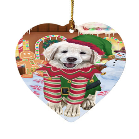 Christmas Gingerbread House Candyfest Golden Retriever Dog Heart Christmas Ornament HPOR56694