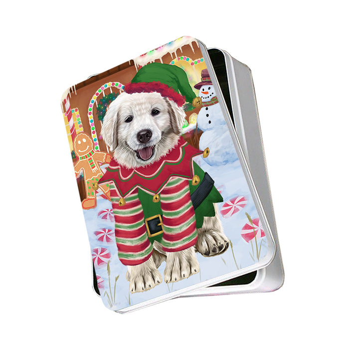 Christmas Gingerbread House Candyfest Golden Retriever Dog Photo Storage Tin PITN56281