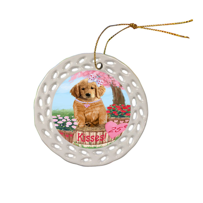 Rosie 25 Cent Kisses Golden Retriever Dog Ceramic Doily Ornament DPOR56226