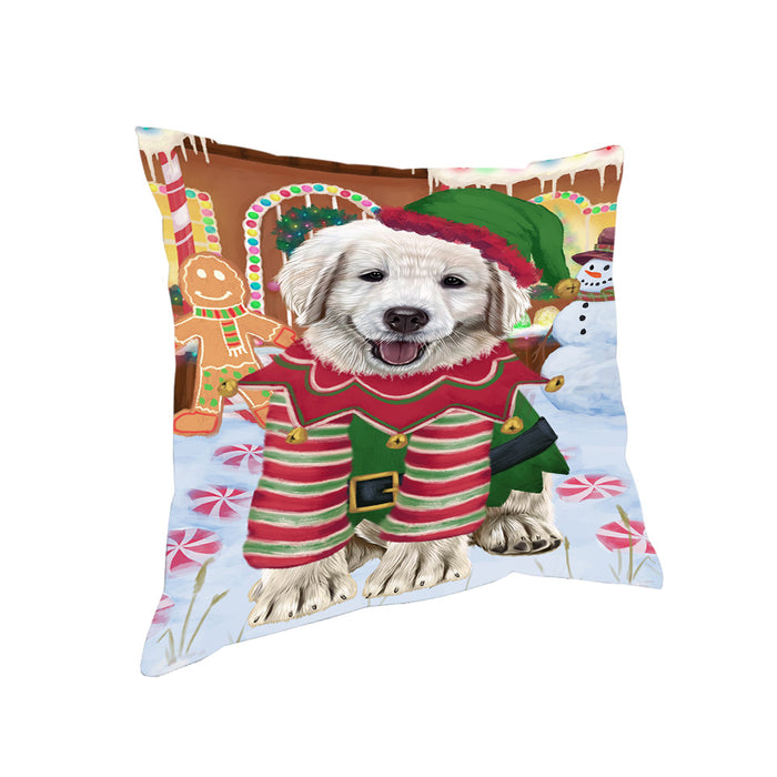 Christmas Gingerbread House Candyfest Golden Retriever Dog Pillow PIL79644