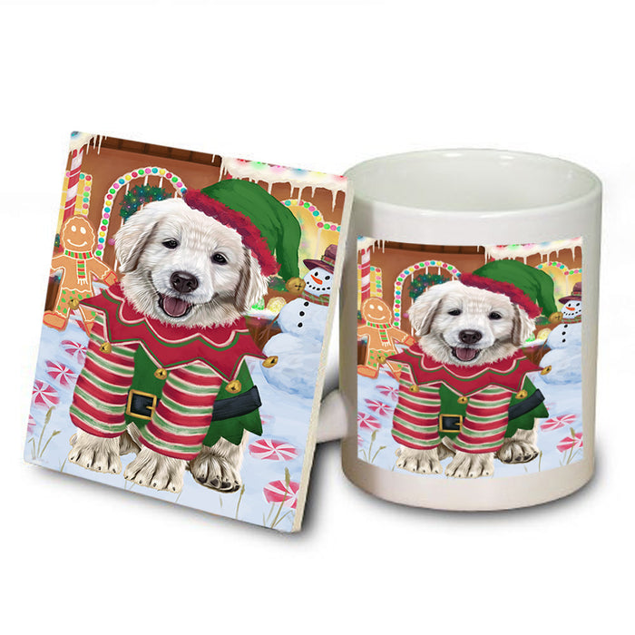 Christmas Gingerbread House Candyfest Golden Retriever Dog Mug and Coaster Set MUC56330