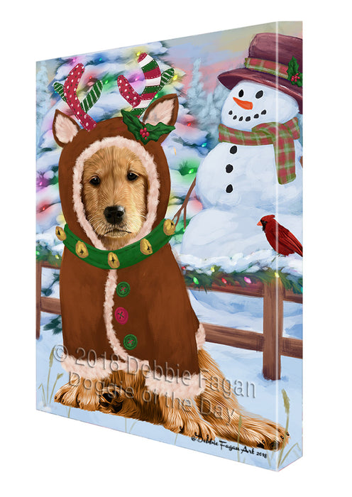 Christmas Gingerbread House Candyfest Golden Retriever Dog Canvas Print Wall Art Décor CVS129275