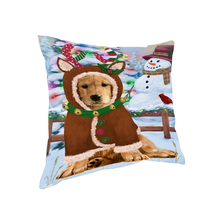 Christmas Gingerbread House Candyfest Golden Retriever Dog Pillow PIL79648