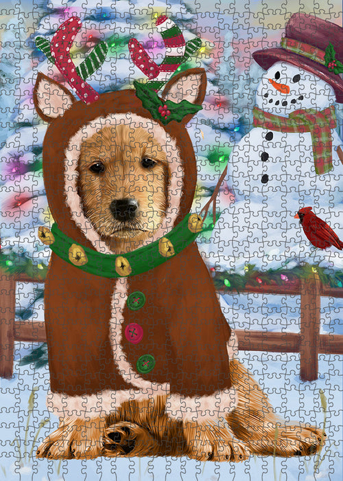 Christmas Gingerbread House Candyfest Golden Retriever Dog Puzzle with Photo Tin PUZL93556
