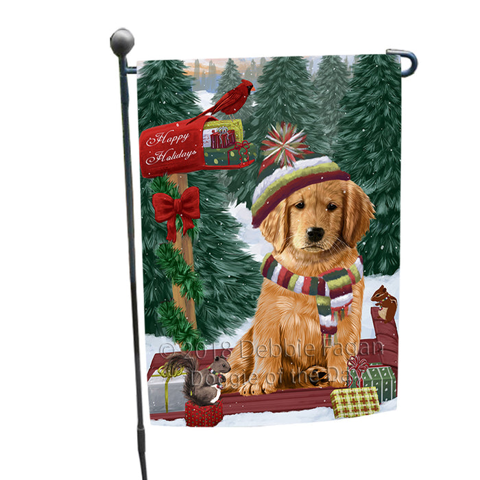Merry Christmas Woodland Sled Golden Retriever Dog Garden Flag GFLG55227