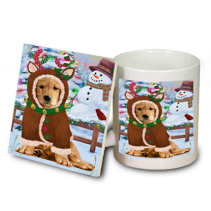 Christmas Gingerbread House Candyfest Golden Retriever Dog Mug and Coaster Set MUC56331