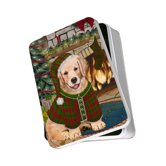 The Stocking was Hung Golden Retriever Dog Photo Storage Tin PITN55256