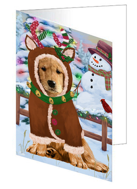 Christmas Gingerbread House Candyfest Golden Retriever Dog Handmade Artwork Assorted Pets Greeting Cards and Note Cards with Envelopes for All Occasions and Holiday Seasons GCD73532