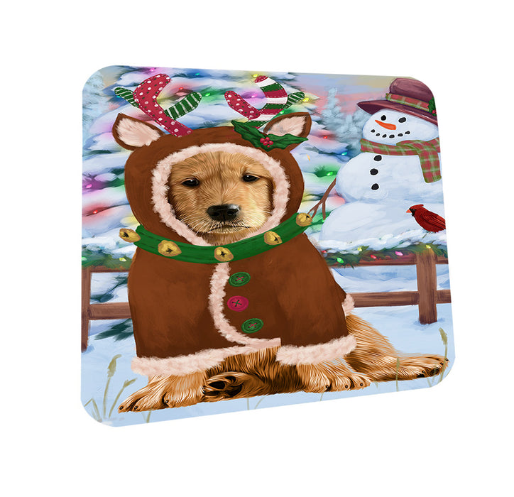 Christmas Gingerbread House Candyfest Golden Retriever Dog Coasters Set of 4 CST56297