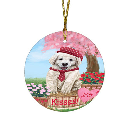 Rosie 25 Cent Kisses Golden Retriever Dog Round Flat Christmas Ornament RFPOR56227