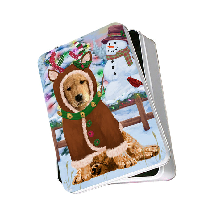 Christmas Gingerbread House Candyfest Golden Retriever Dog Photo Storage Tin PITN56282