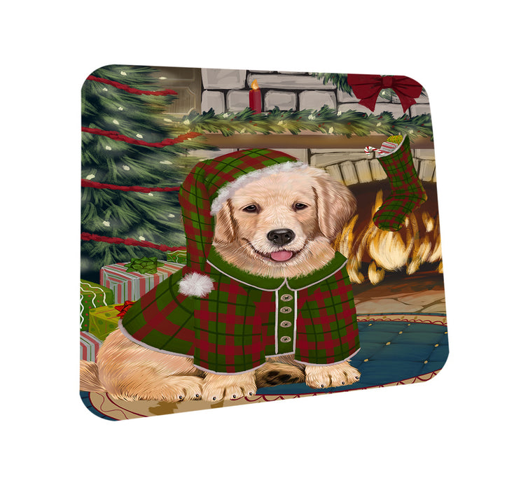 The Stocking was Hung Golden Retriever Dog Coasters Set of 4 CST55271