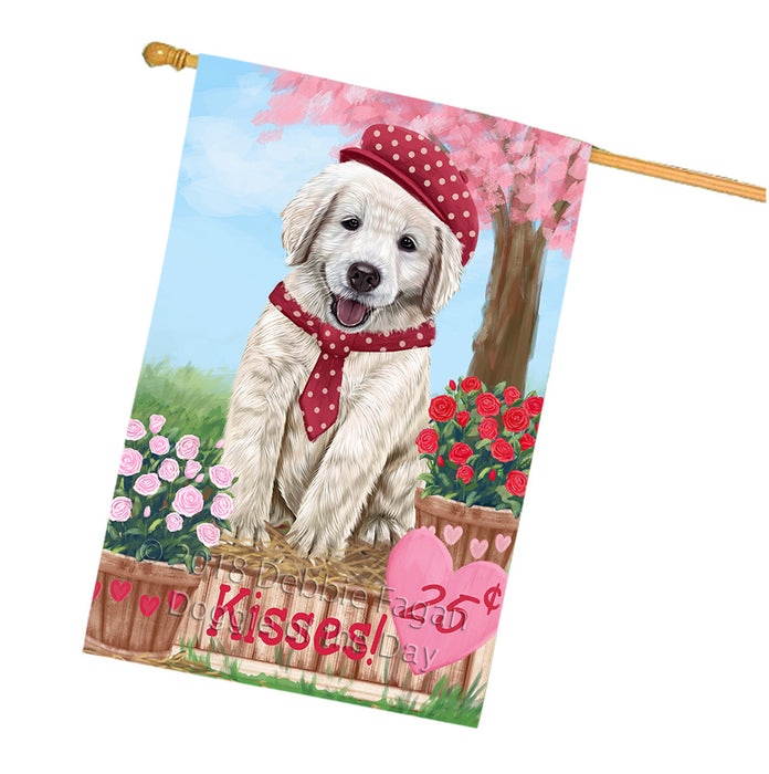 Rosie 25 Cent Kisses Golden Retriever Dog House Flag FLG56555