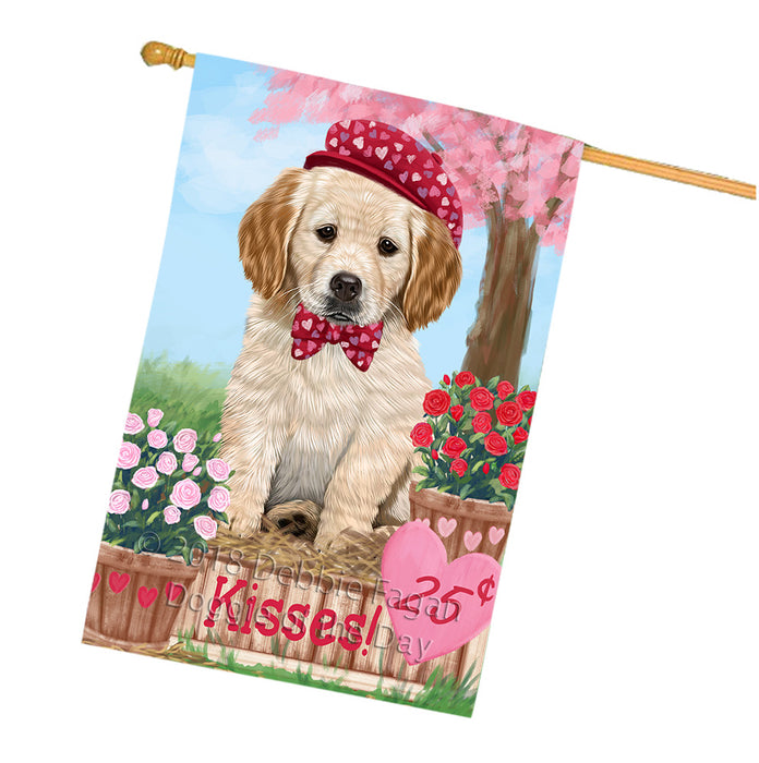 Rosie 25 Cent Kisses Golden Retriever Dog House Flag FLG56556