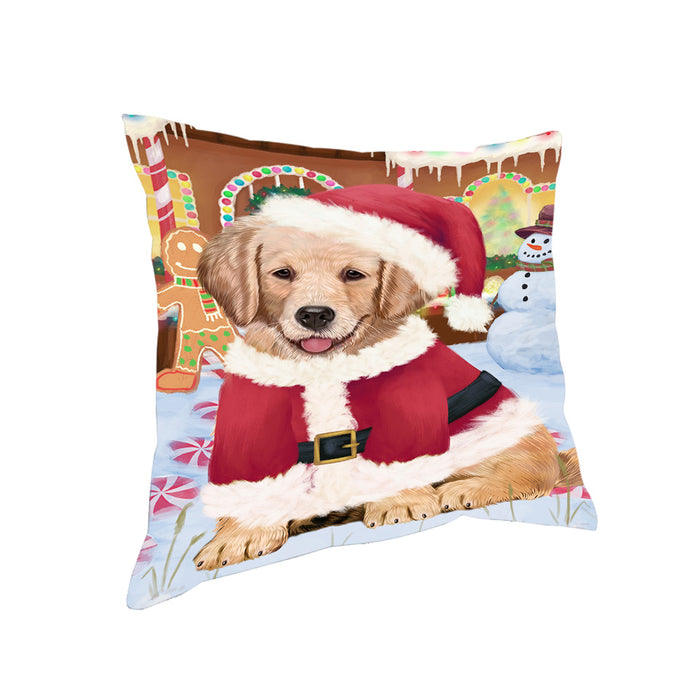 Christmas Gingerbread House Candyfest Golden Retriever Dog Pillow PIL79652