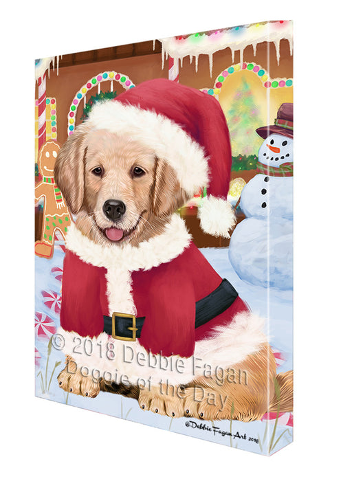 Christmas Gingerbread House Candyfest Golden Retriever Dog Canvas Print Wall Art Décor CVS129284