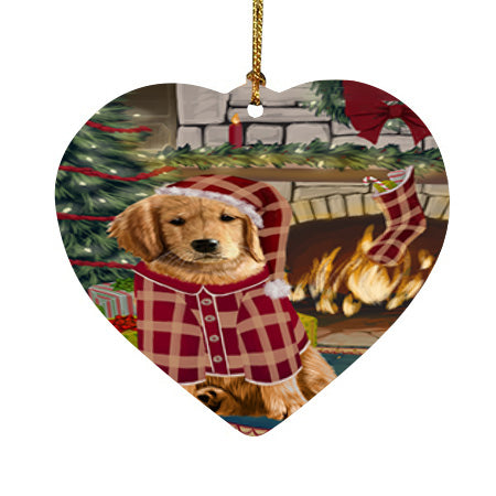 The Stocking was Hung Golden Retriever Dog Heart Christmas Ornament HPOR55670