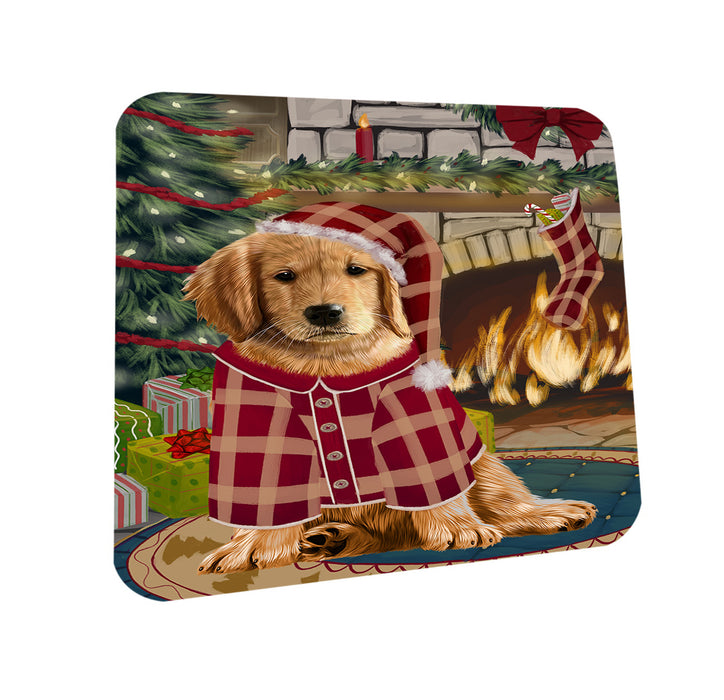 The Stocking was Hung Golden Retriever Dog Coasters Set of 4 CST55272