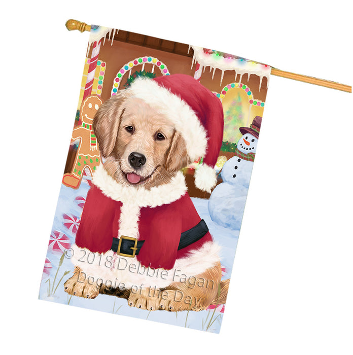 Christmas Gingerbread House Candyfest Golden Retriever Dog House Flag FLG57024