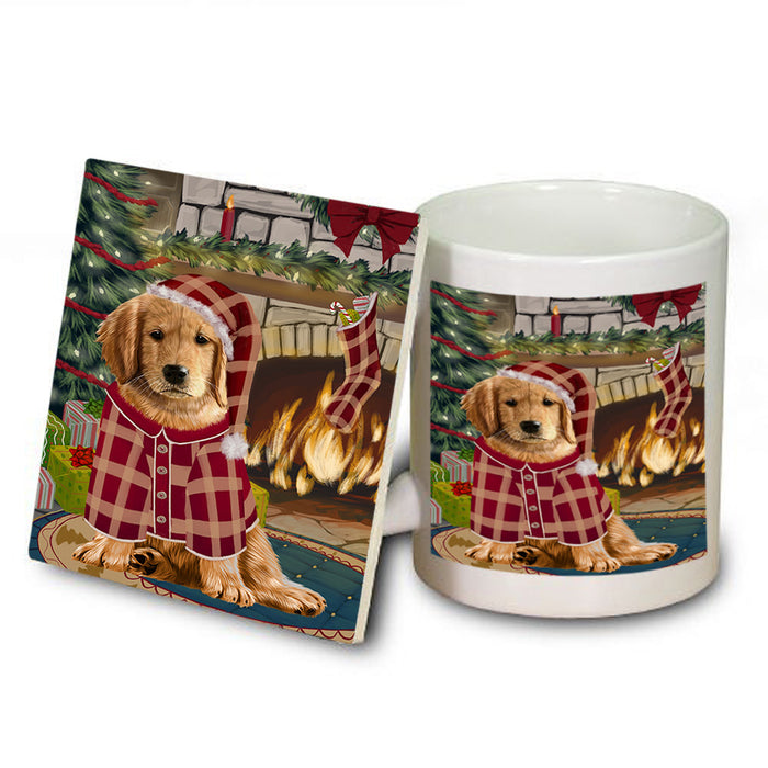 The Stocking was Hung Golden Retriever Dog Mug and Coaster Set MUC55306