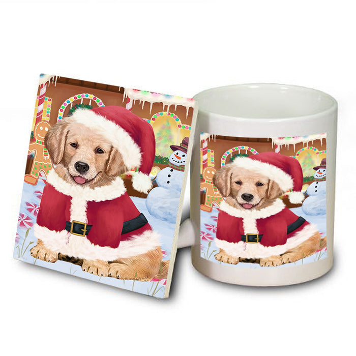 Christmas Gingerbread House Candyfest Golden Retriever Dog Mug and Coaster Set MUC56332