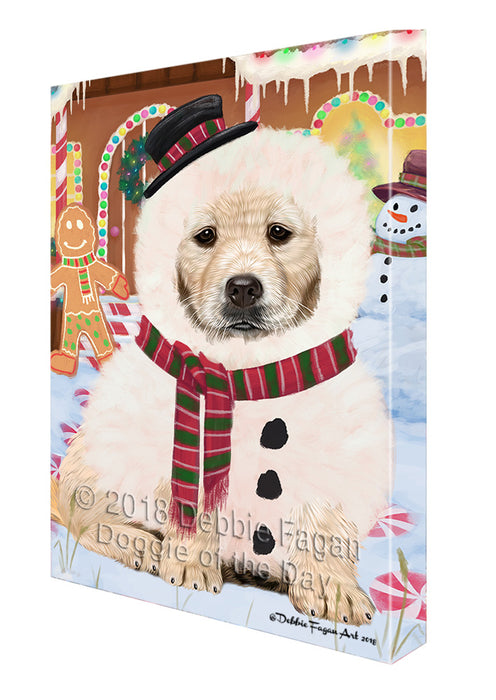 Christmas Gingerbread House Candyfest Golden Retriever Dog Canvas Print Wall Art Décor CVS129293