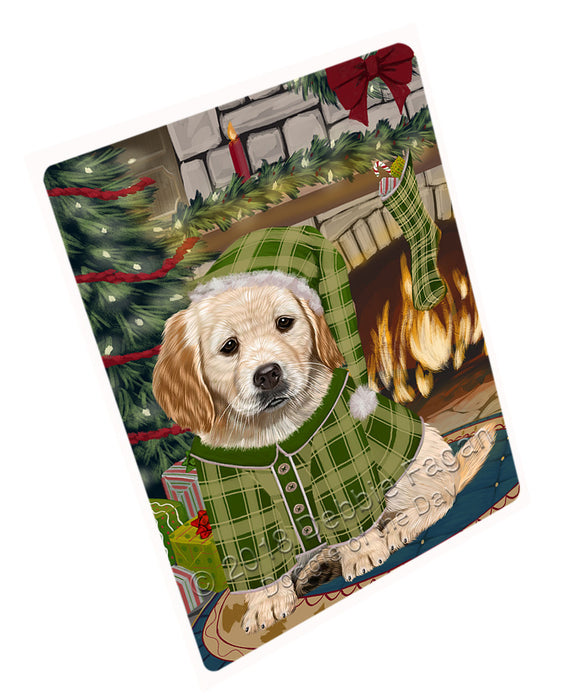 The Stocking was Hung Golden Retriever Dog Magnet MAG71082 (Small 5.5" x 4.25")