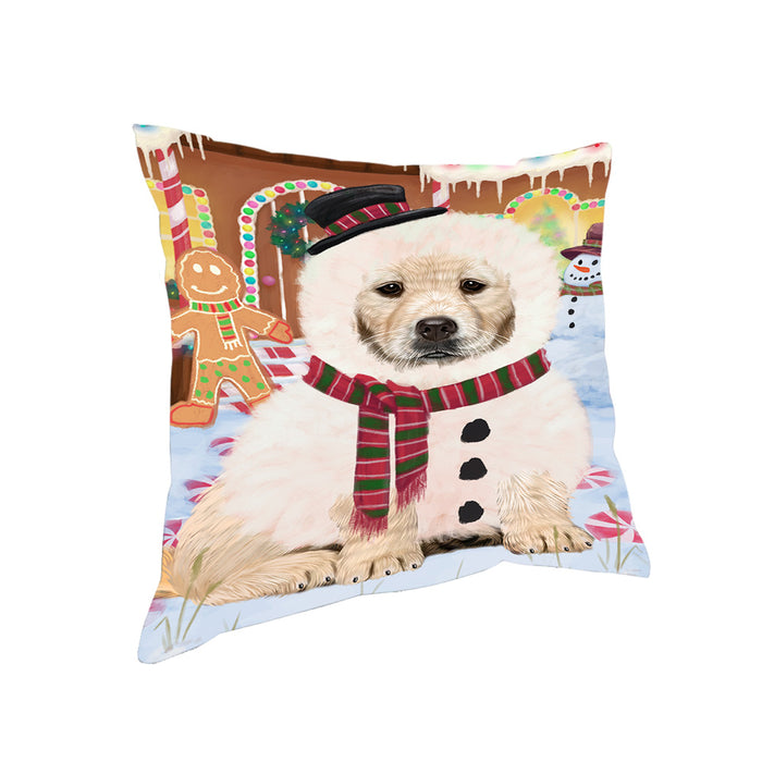 Christmas Gingerbread House Candyfest Golden Retriever Dog Pillow PIL79656