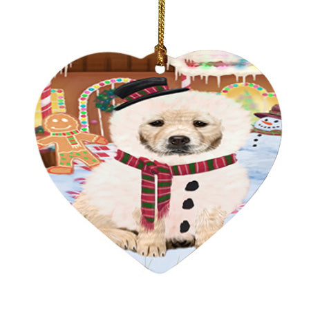Christmas Gingerbread House Candyfest Golden Retriever Dog Heart Christmas Ornament HPOR56697