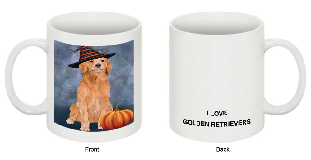 Happy Halloween Golden Retriever Dog Wearing Witch Hat with Pumpkin Coffee Mug MUG50357