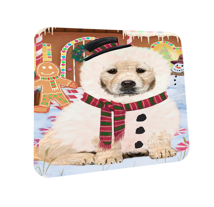 Christmas Gingerbread House Candyfest Golden Retriever Dog Coasters Set of 4 CST56299