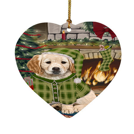 The Stocking was Hung Golden Retriever Dog Heart Christmas Ornament HPOR55671