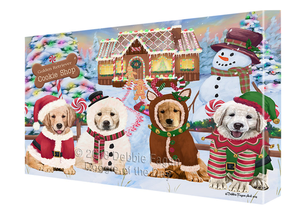 Holiday Gingerbread Cookie Shop Golden Retrievers Dog Canvas Print Wall Art Décor CVS129833