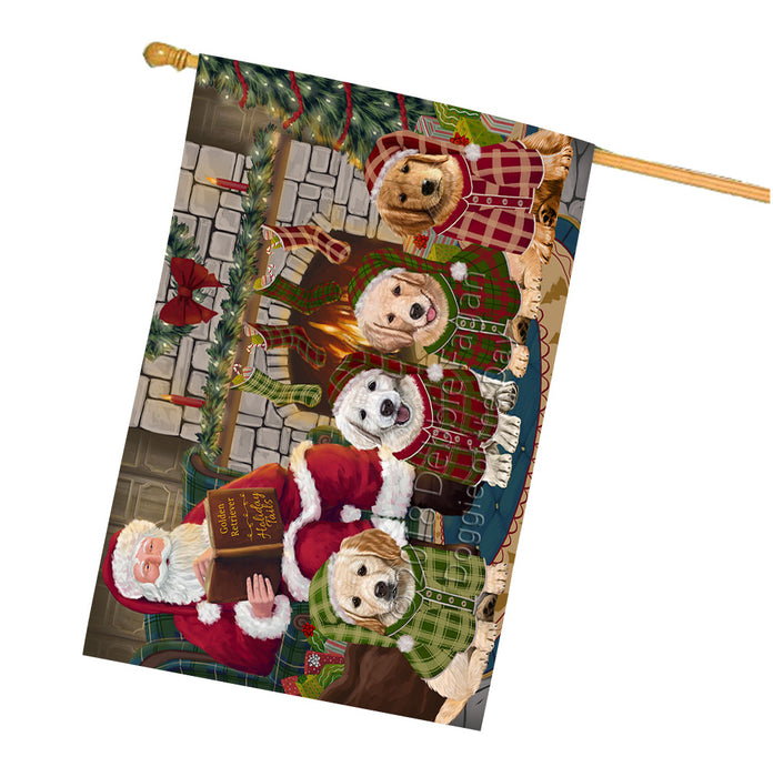 Christmas Cozy Holiday Tails Golden Retrievers Dog House Flag FLG55555