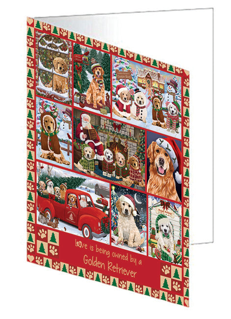 Love is Being Owned Christmas Golden Retriever Dogs Handmade Artwork Assorted Pets Greeting Cards and Note Cards with Envelopes for All Occasions and Holiday Seasons GCD78905