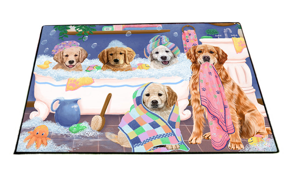 Rub A Dub Dogs In A Tub Golden Retrievers Dog Floormat FLMS53553