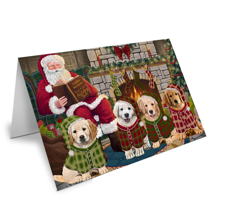 Christmas Cozy Holiday Tails Golden Retrievers Dog Handmade Artwork Assorted Pets Greeting Cards and Note Cards with Envelopes for All Occasions and Holiday Seasons GCD69893