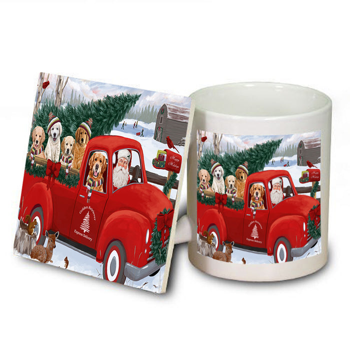 Christmas Santa Express Delivery Golden Retrievers Dog Family Mug and Coaster Set MUC55029