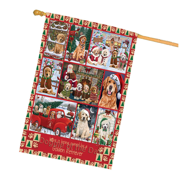 Love is Being Owned Christmas Golden Retriever Dogs House Flag FLG66065