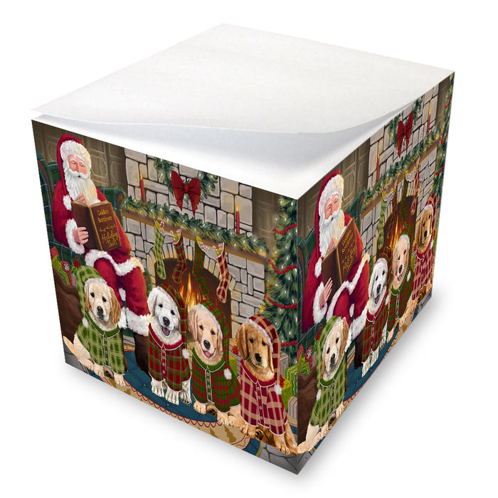 Christmas Cozy Holiday Tails Golden Retrievers Dog Note Cube NOC53472