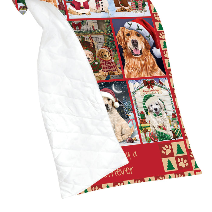 Love is Being Owned Christmas Golden Retriever Dogs Quilt