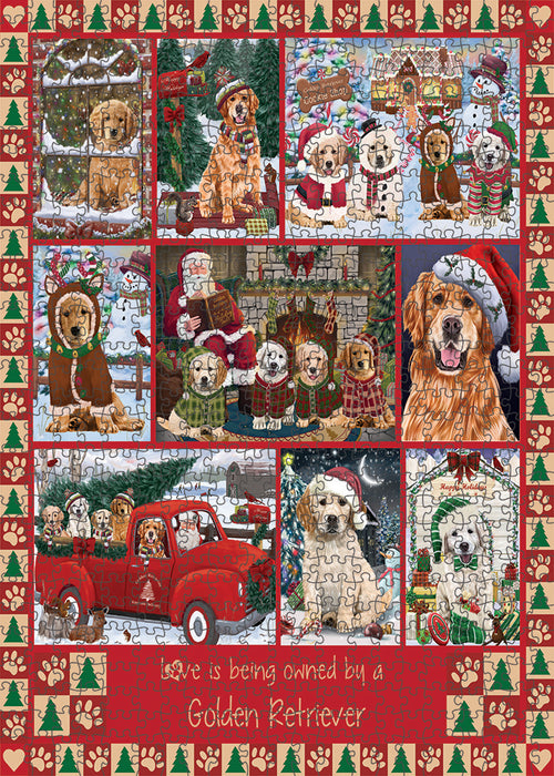 Love is Being Owned Christmas Golden Retriever Dogs Puzzle with Photo Tin PUZL99380