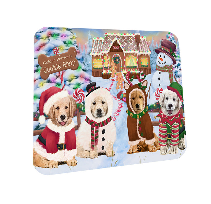 Holiday Gingerbread Cookie Shop Golden Retrievers Dog Coasters Set of 4 CST56359