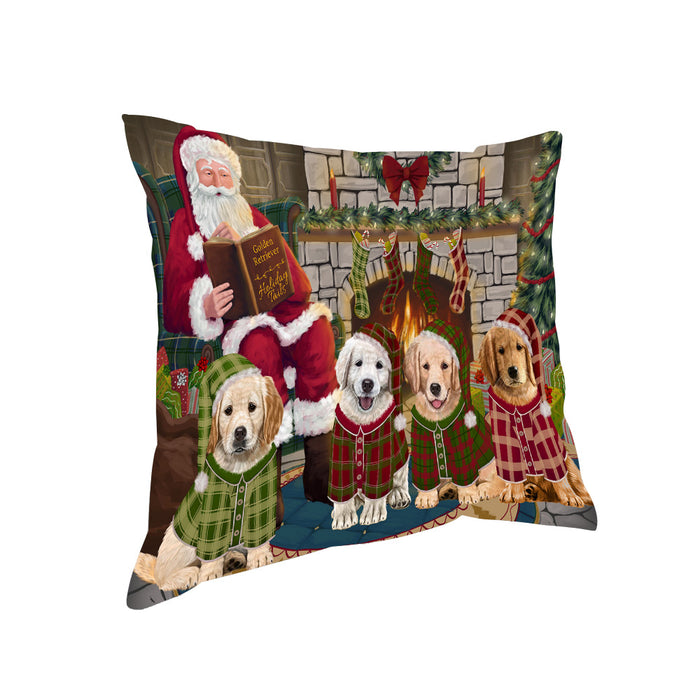 Christmas Cozy Holiday Tails Golden Retrievers Dog Pillow PIL69432