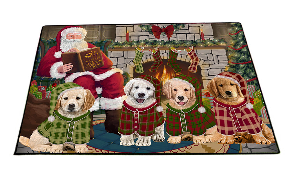 Christmas Cozy Holiday Tails Golden Retrievers Dog Floormat FLMS52665